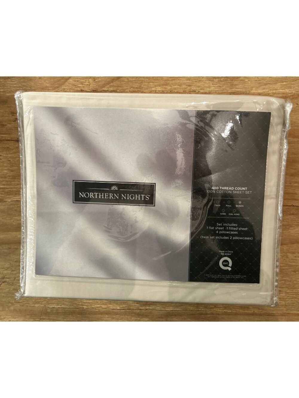 Northern Lights Queen Sheet Set 100% Cotton IVORY 400 Thread Count QVC NEW